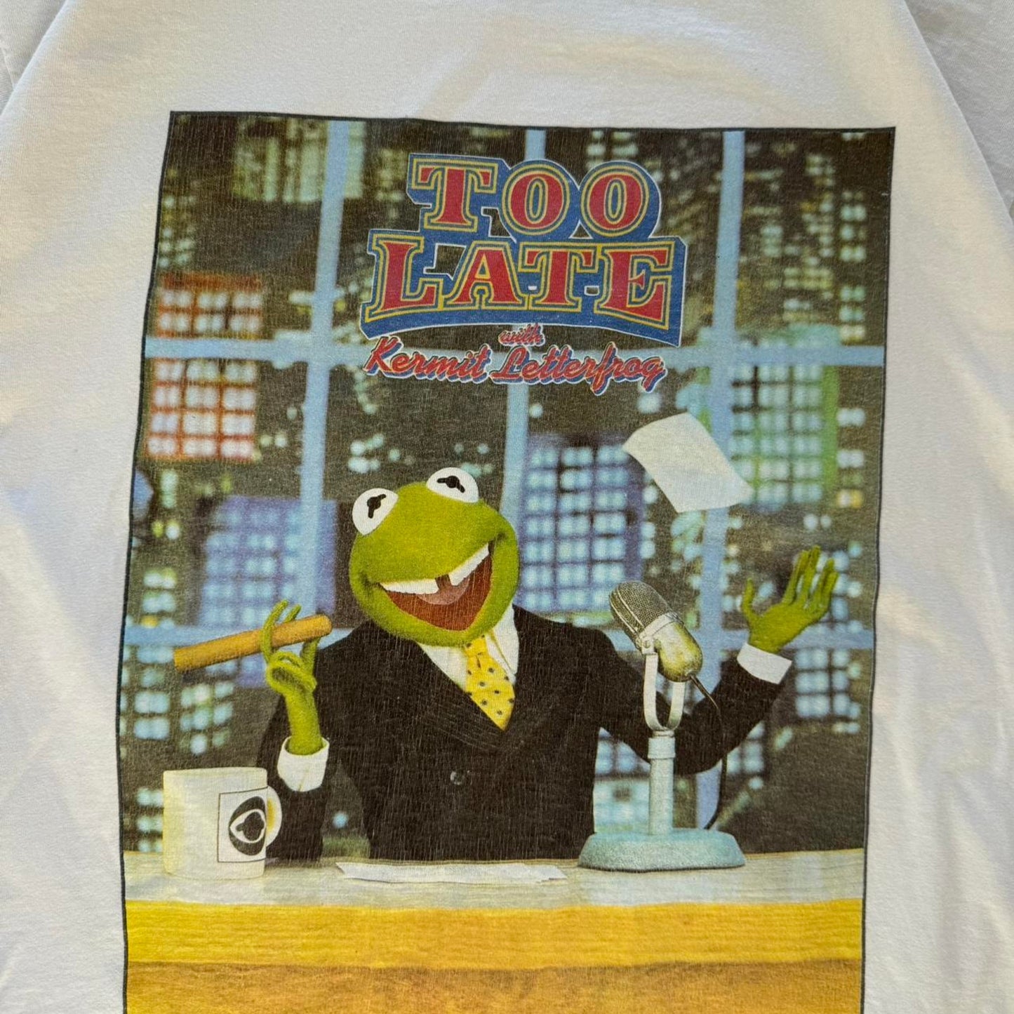 Vintage 90s Kermit the Frog Too Late Night Show T-Shirt - X-Large