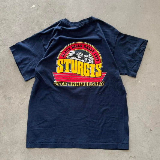 Vintage 1997 Sturgis Black Hills Rally Cow Skull Biker T-Shirt - Large