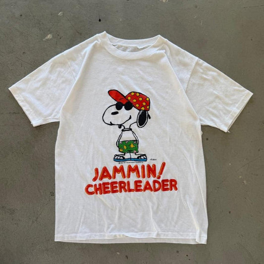 Vintage 80s Snoopy Jammin Cheerleader Cartoon T-Shirt  - Medium