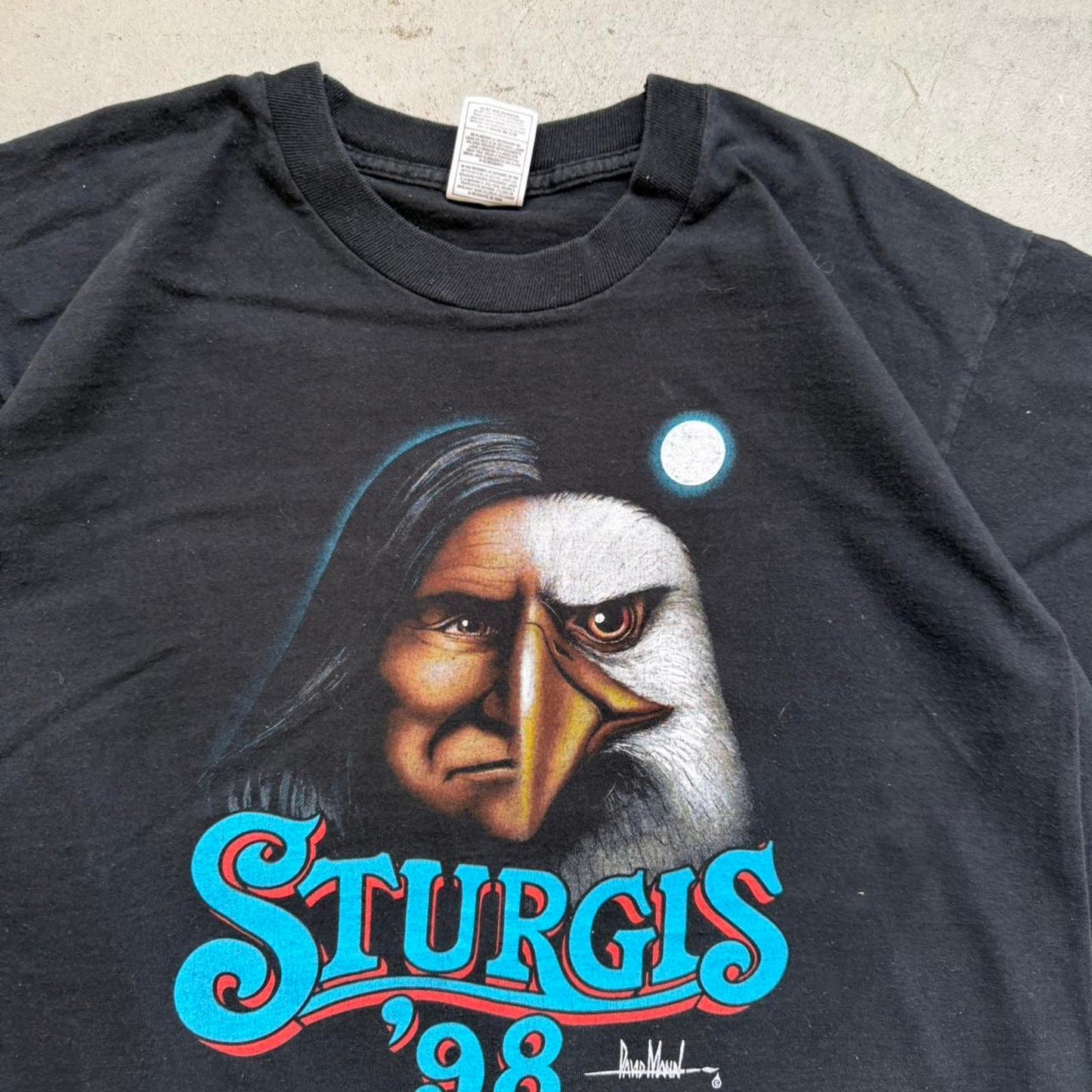 Vintage 1998 Sturgis Eagle Native American Biker T-Shirt - X-Large