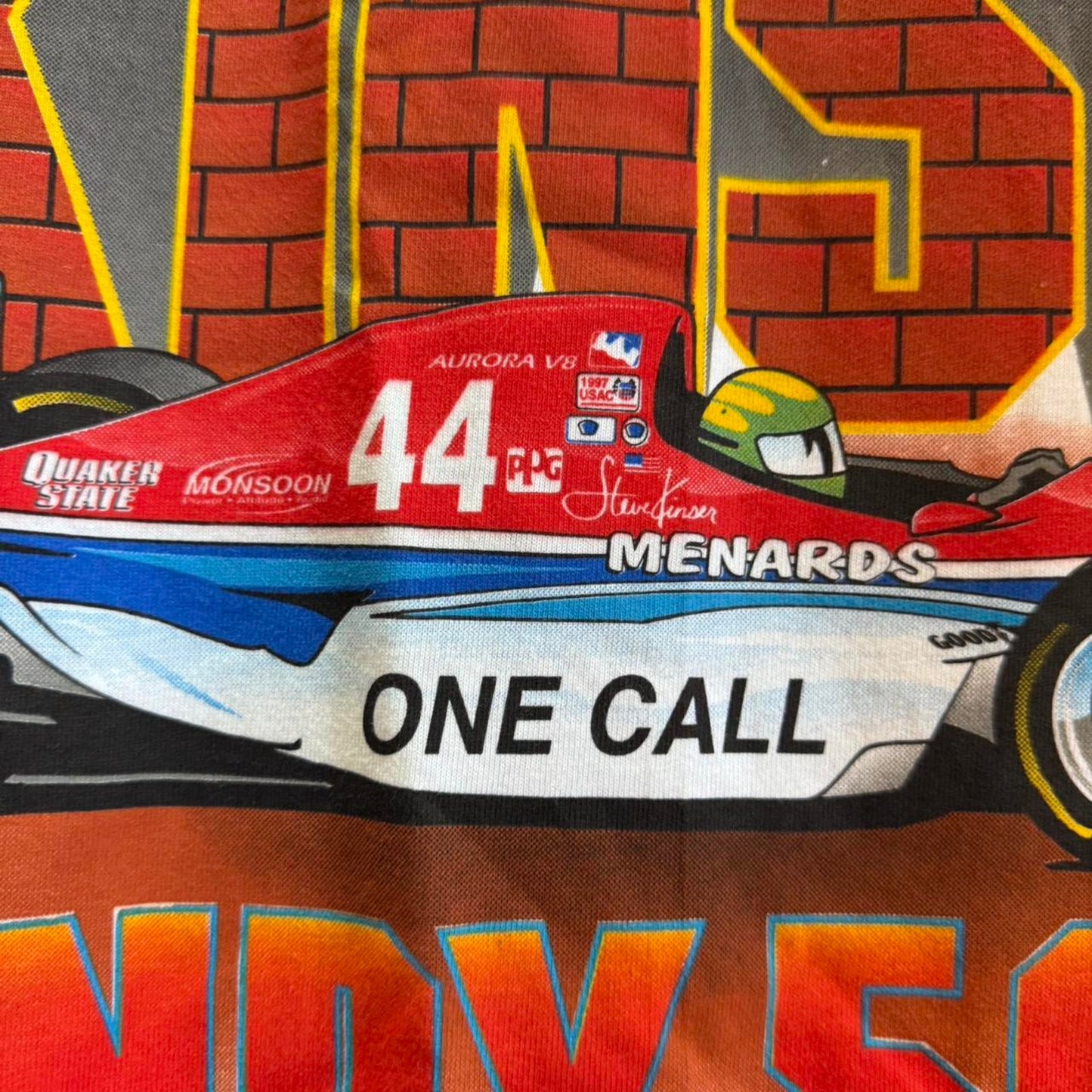 Vintage 1997 Steve Kinser NASCAR Racing Racecar T-Shirt - X-Large