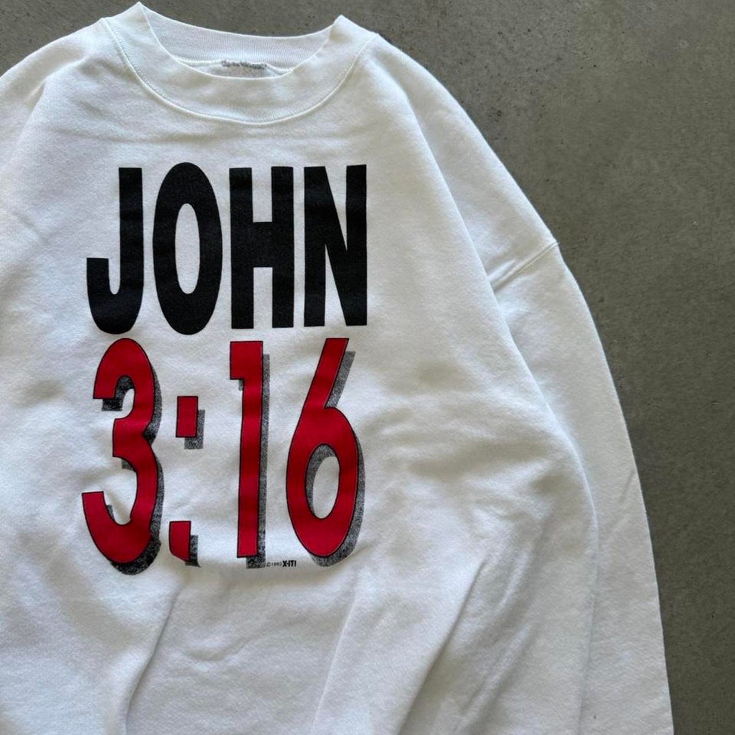 Vintage 90s John 3:16 Bible Verse Jesus Crewneck  - X-Large