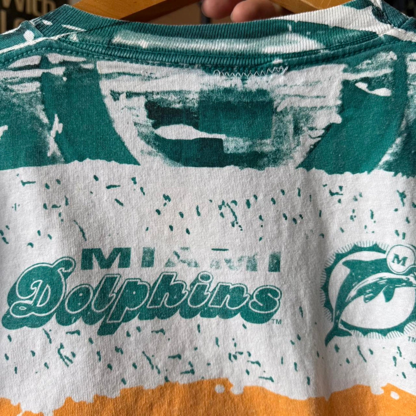 Vintage 90s Miami Dolphins NFL All Over Print T-Shirt - Large