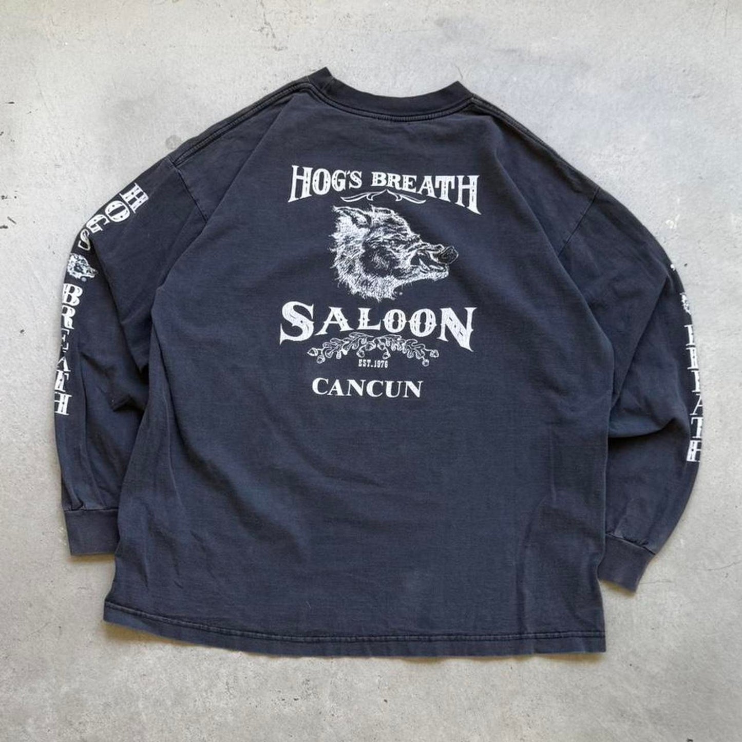Vintage 90s Hogs Breath Saloon Cancun Motorcycle Biker T-Shirt - X-Large