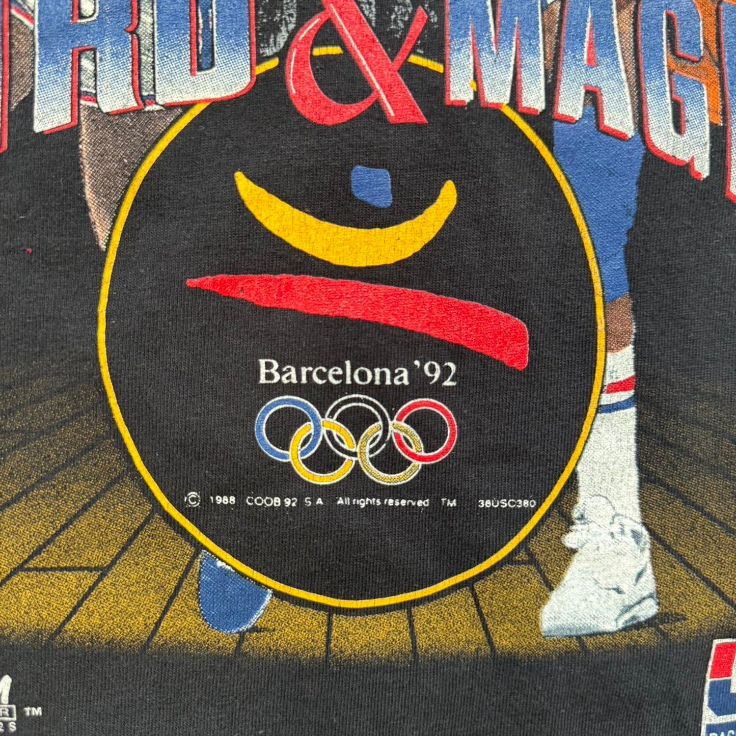 Vintage 90s Salem Sportswear Larry Bird and Magic Johnson Olympics T-Shirt - Large
