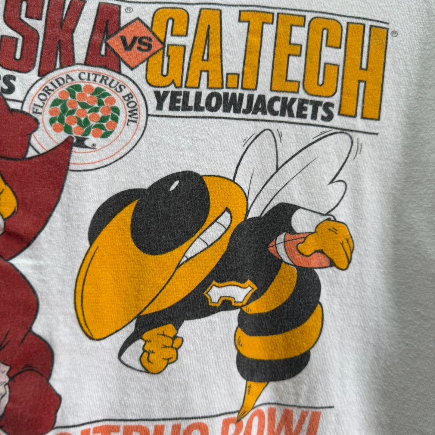 Vintage 90s Nebraska Huskers VS Georgia Tech Citrus Bowl T-Shirt - Large