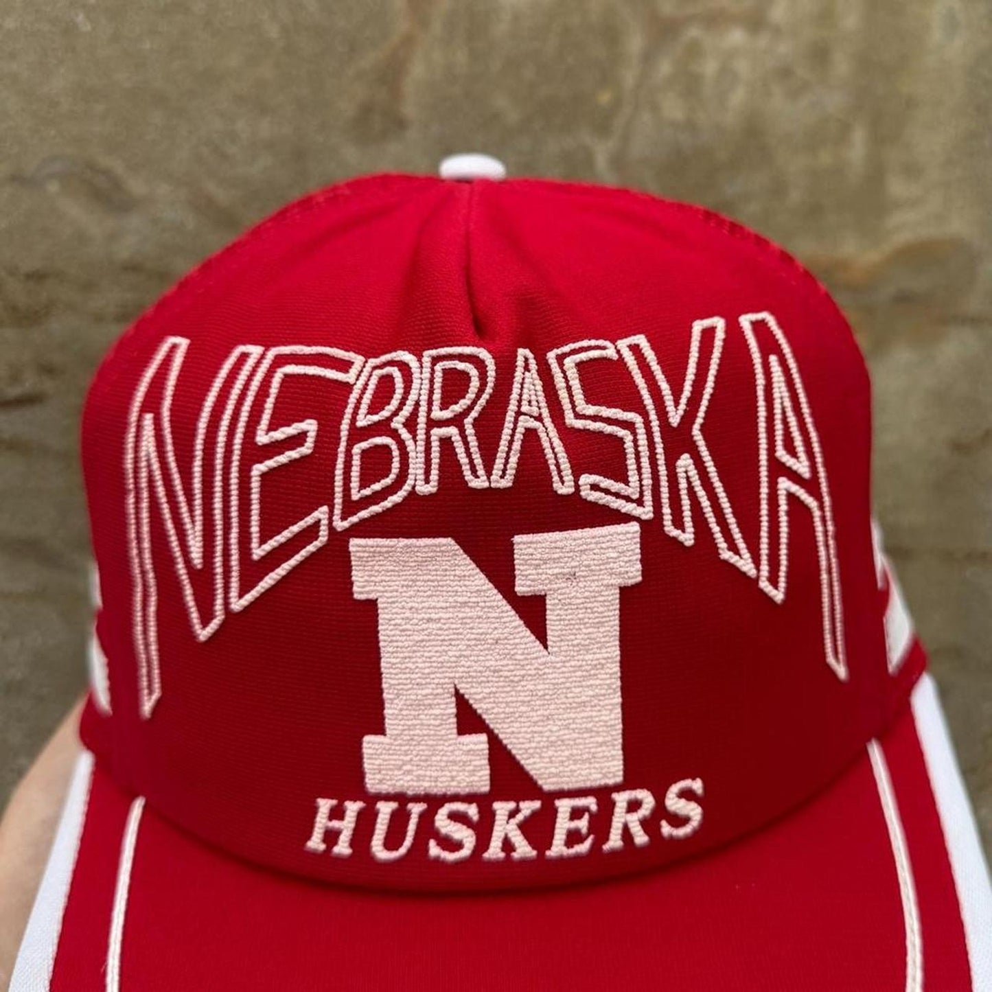 Vintage 80s Nebraska Huskers Three Stripe Trucker