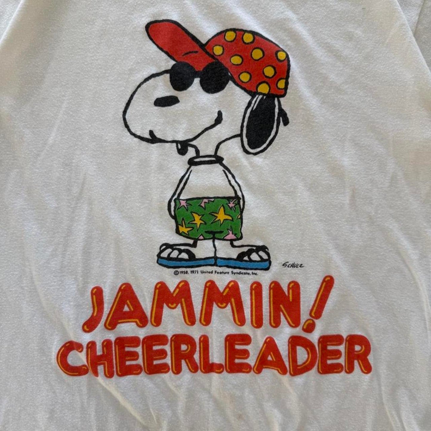 Vintage 80s Snoopy Jammin Cheerleader Cartoon T-Shirt  - Medium