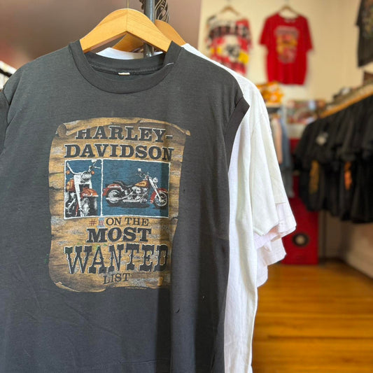 Vintage Harley Davidson Most Wanted Motorcycle Biker Cutoff Shirt