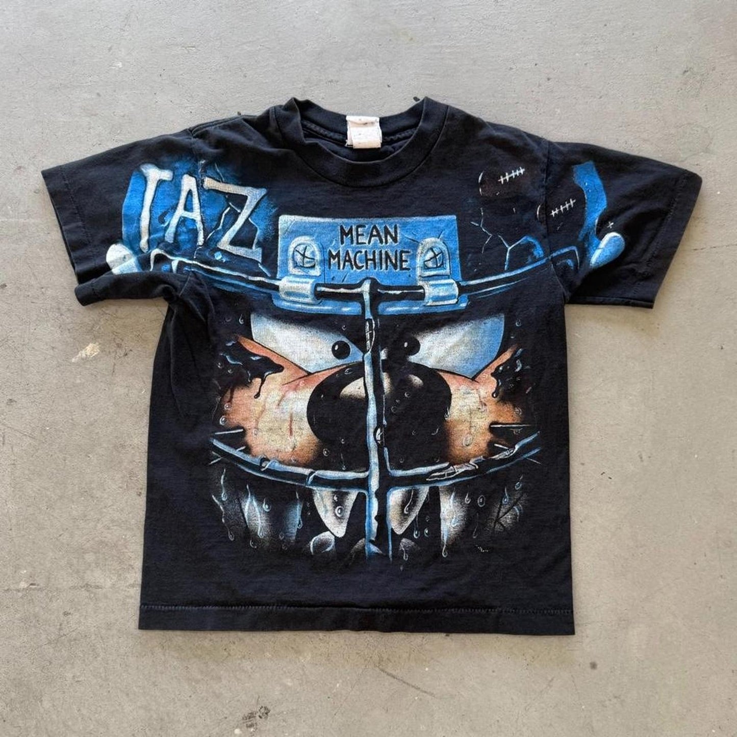 Vintage 90s Looney Tunes Taz All Over Print Cartoon T-Shirt - Kids Medium