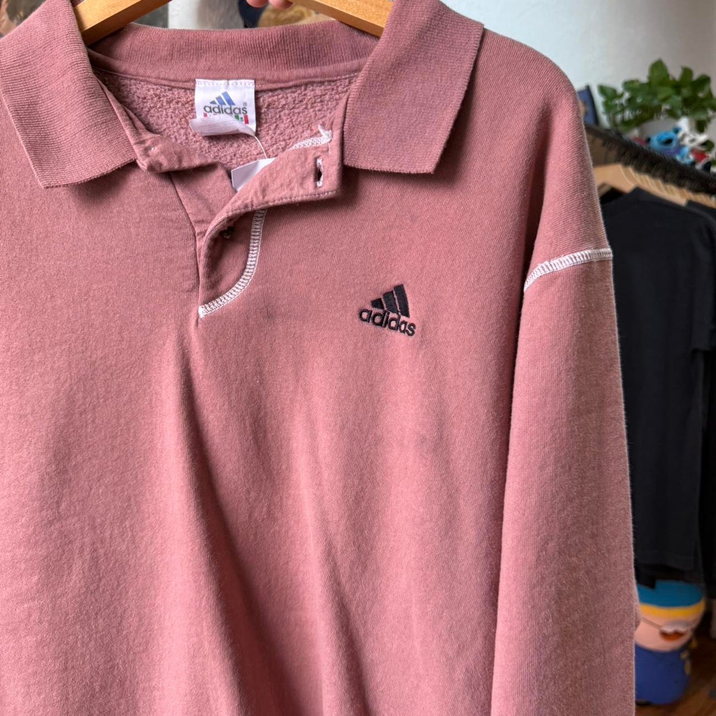 Vintage 90s Adidas Collared Crewneck - Large
