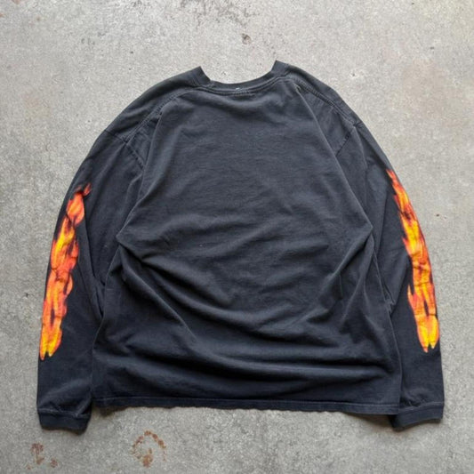 Vintage 90s Nebraska Huskers Flame Sleeve T-Shirt - Large