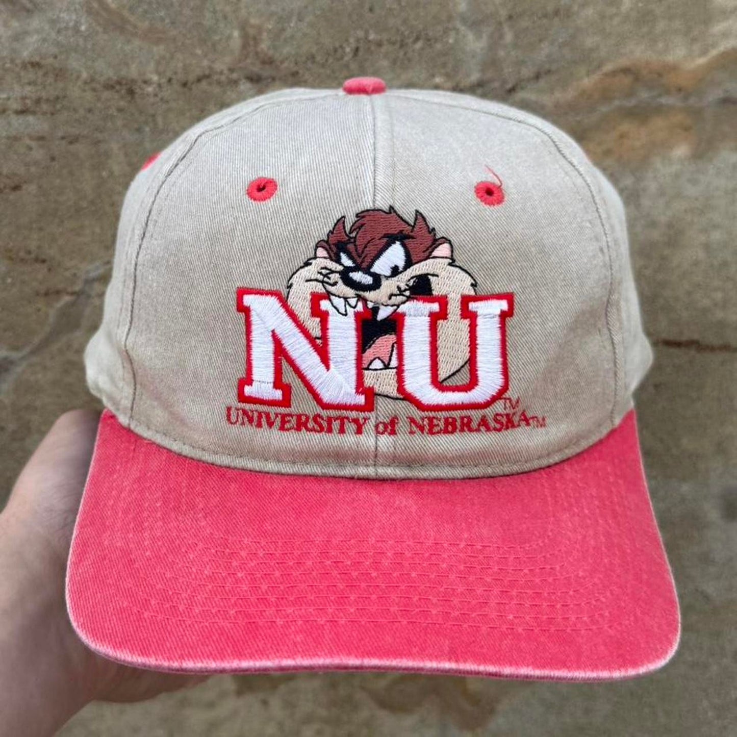 Vintage 90s University of Nebraska Huskers Taz Looney Tunes Snapback
