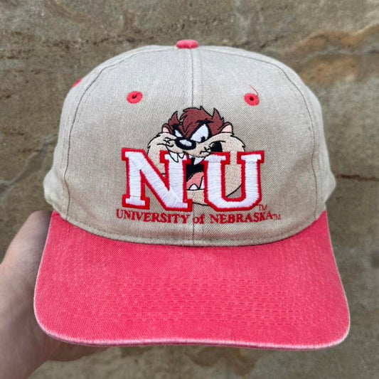 Vintage 90s University of Nebraska Huskers Taz Looney Tunes Snapback