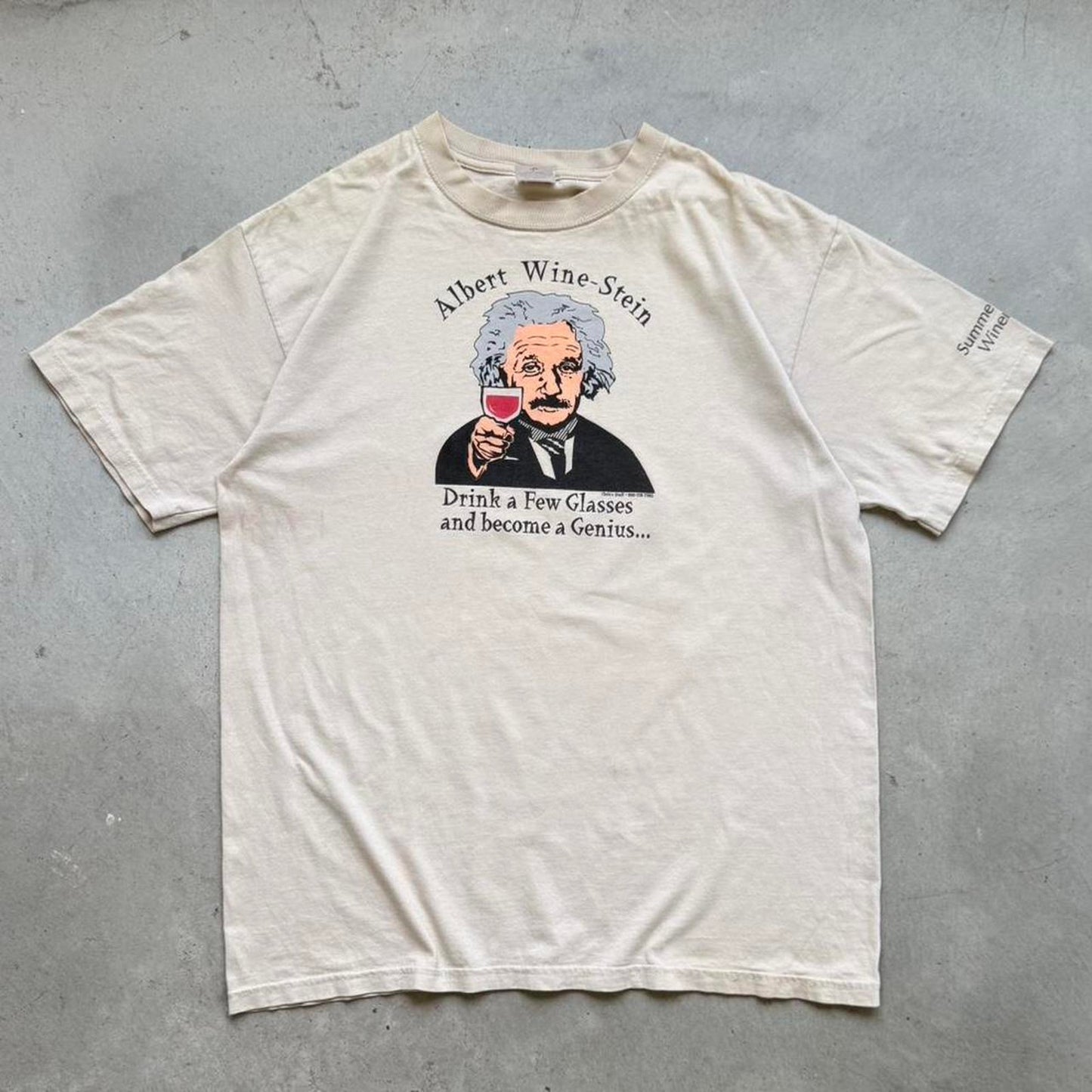 Vintage Albert Winestein Wine Drinking Humor T-Shirt - Large