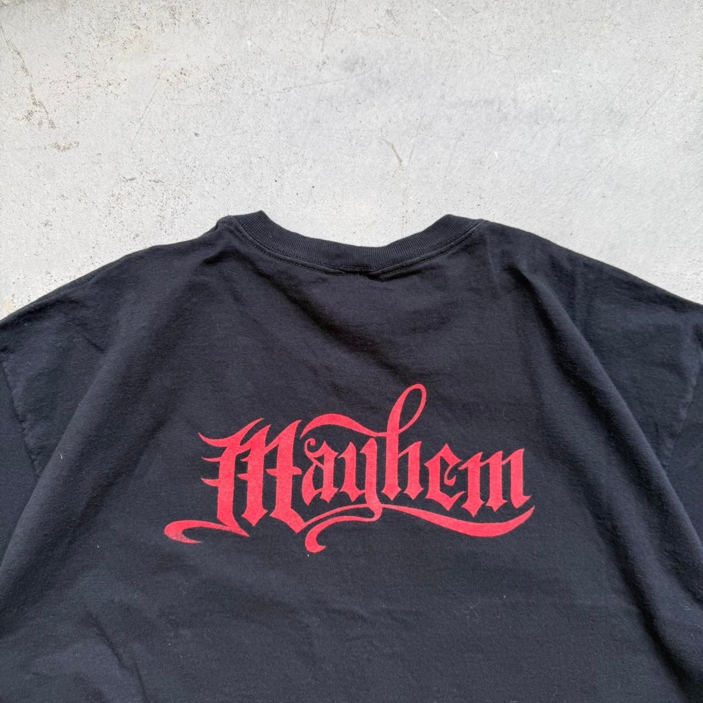 Vintage 90s Mayhem Winged Skull Biker T-Shirt - X-Large