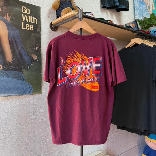 Vintage 90s Burger King Love This Place Flame T-Shirt - Large