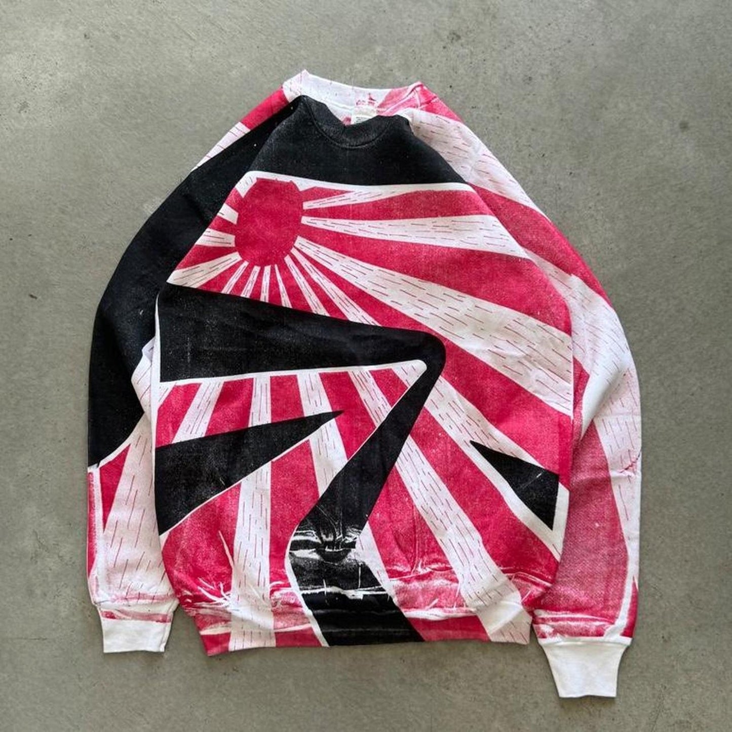 Vintage 90s Japan Flag AOP Crewneck - Large