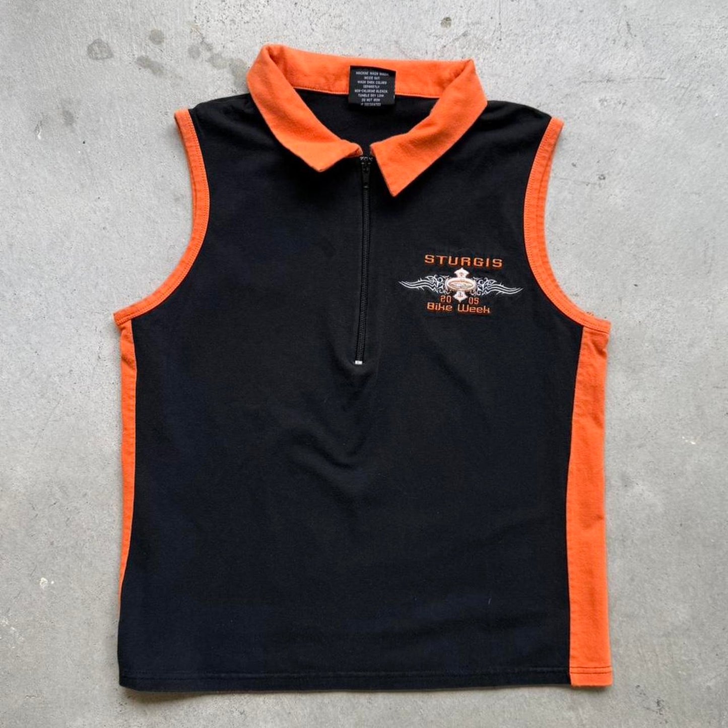 Vintage Y2K Sturgis Harley Style Quarter Zip Sleeveless T-Shirt - XX-Large (W)