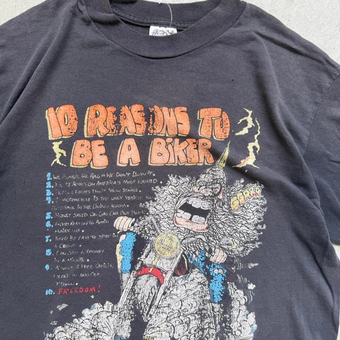 Vintage 90s 10 Reasons to be a Biker Motorcycle Humor T-Shirt - Large