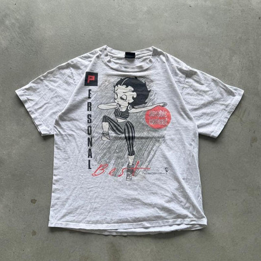 Vintage 90s Betty Boop Cartoon Yoga T-Shirt - Large