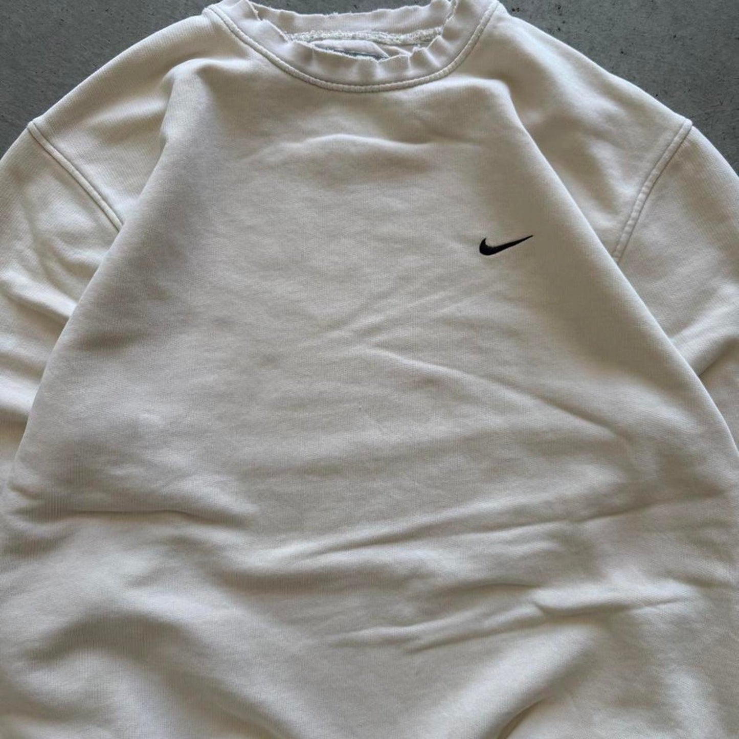 Vintage 90s Nike Earth Tone Cream Side Swoosh Crewneck - Medium