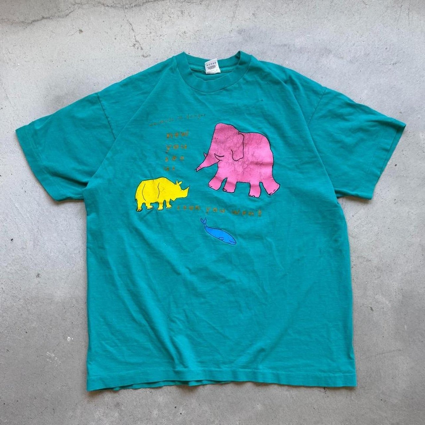 Vintage 90s Endangered Animals Cartoon T-Shirt - X-Large