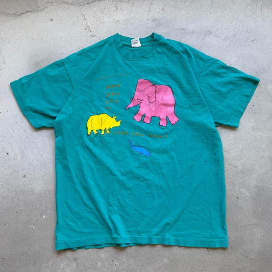 Vintage 90s Endangered Animals Cartoon T-Shirt - X-Large
