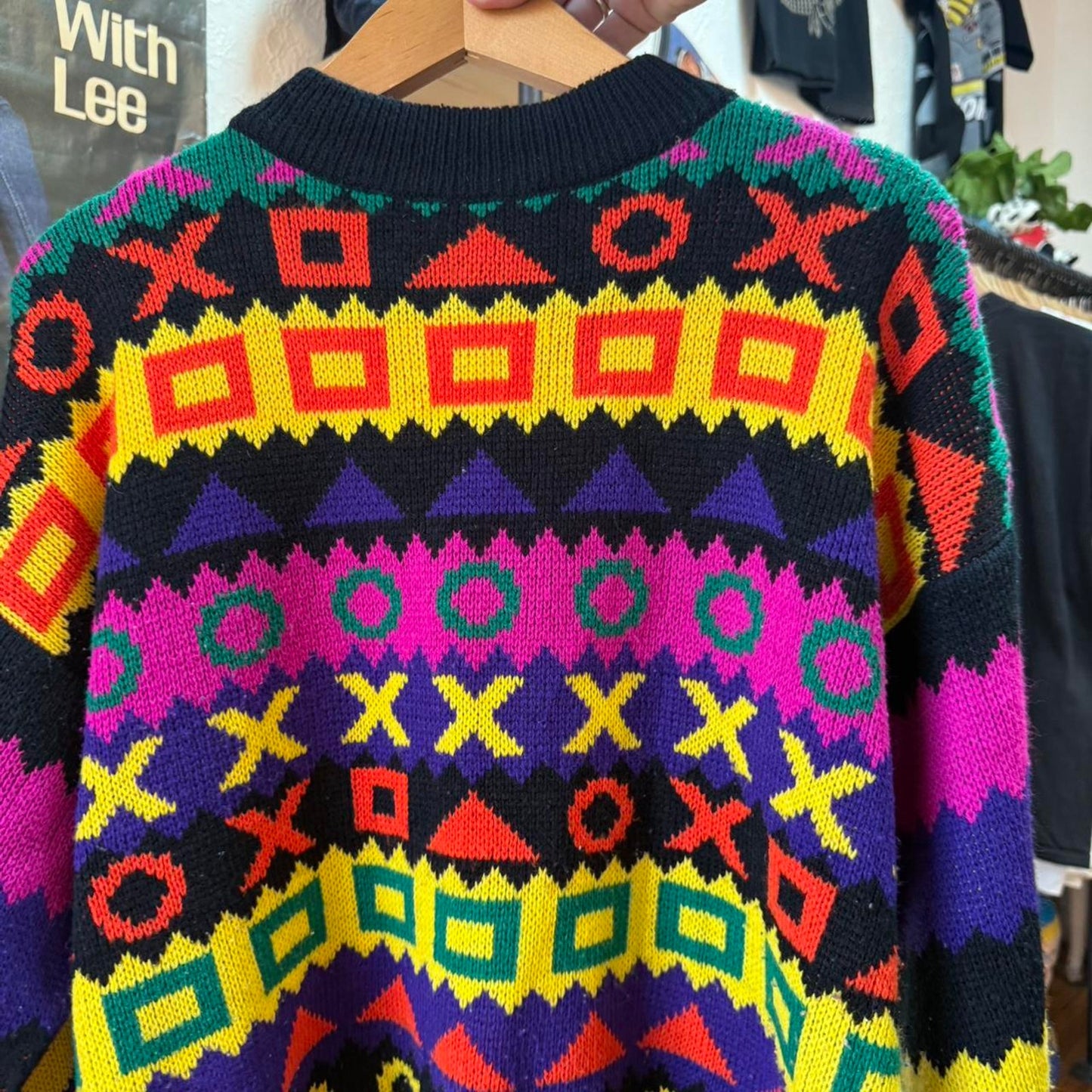 Vintage 90s Patterned Knit Sweater - Large (W)