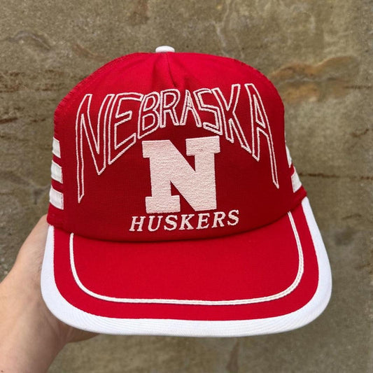 Vintage 80s Nebraska Huskers Three Stripe Trucker