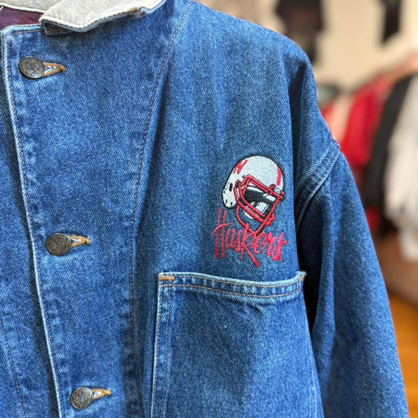 Vintage 90s Nebraska Huskers Chore Denim Jacket - X-Large