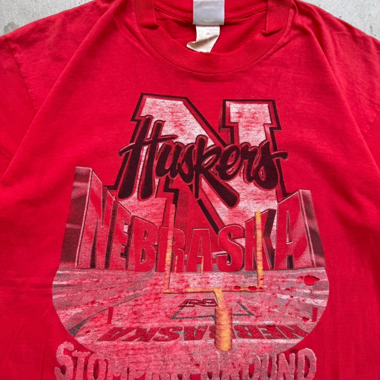 Vintage 90s Faded Nebraska Huskers Stomping Grounds T-Shirt - X-Large