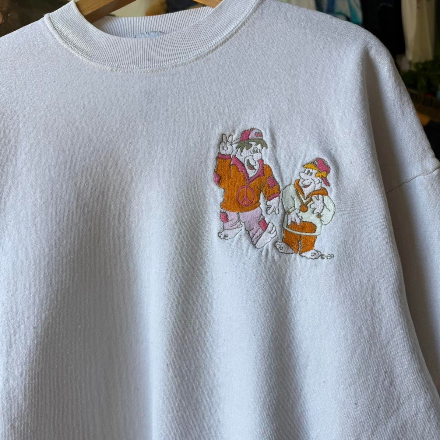 Vintage 90s The Flintstones Cartoon Embroidered Crewneck - Large