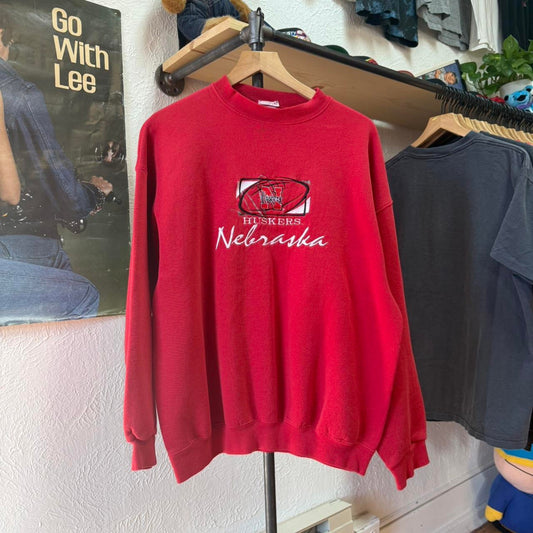 Vintage 90s Nebraska Huskers Embroidered Crewneck - X-Large