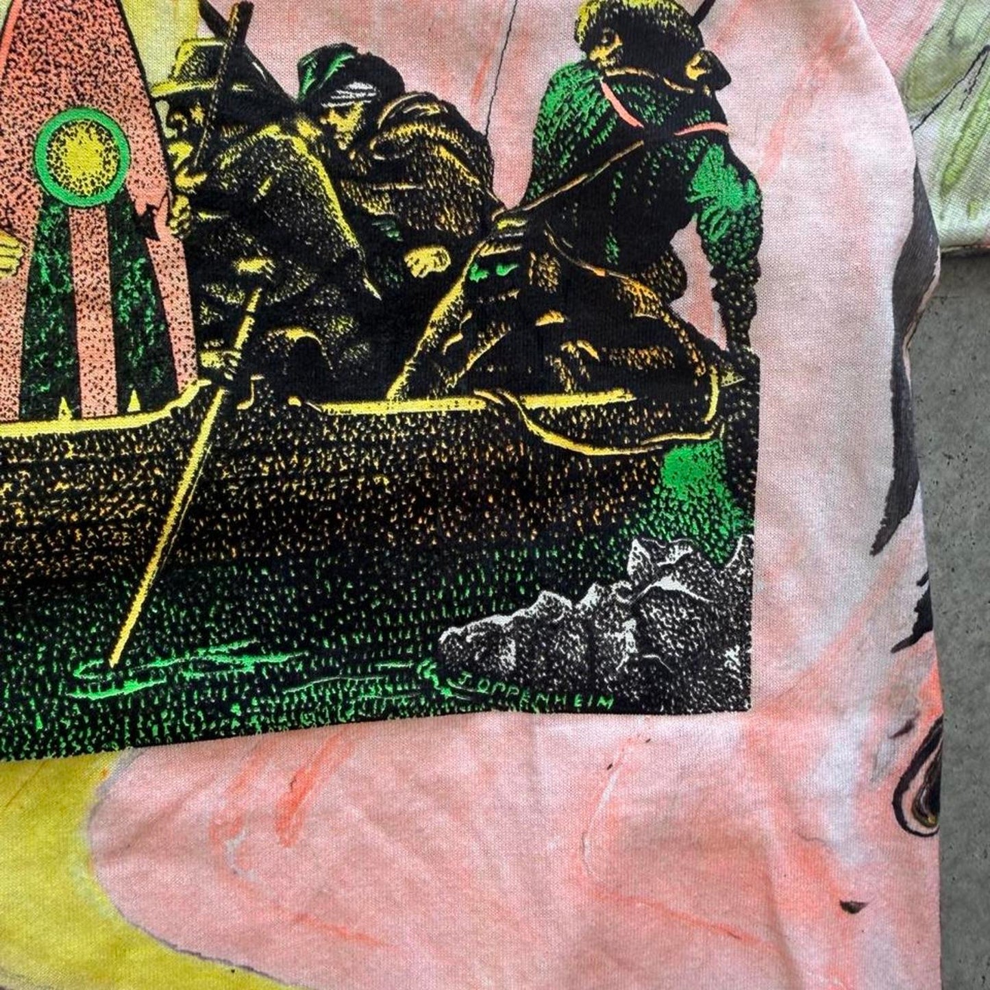 Vintage 90s Surfing Crossing the Delaware Parody Marble Dye T-Shirt - Medium