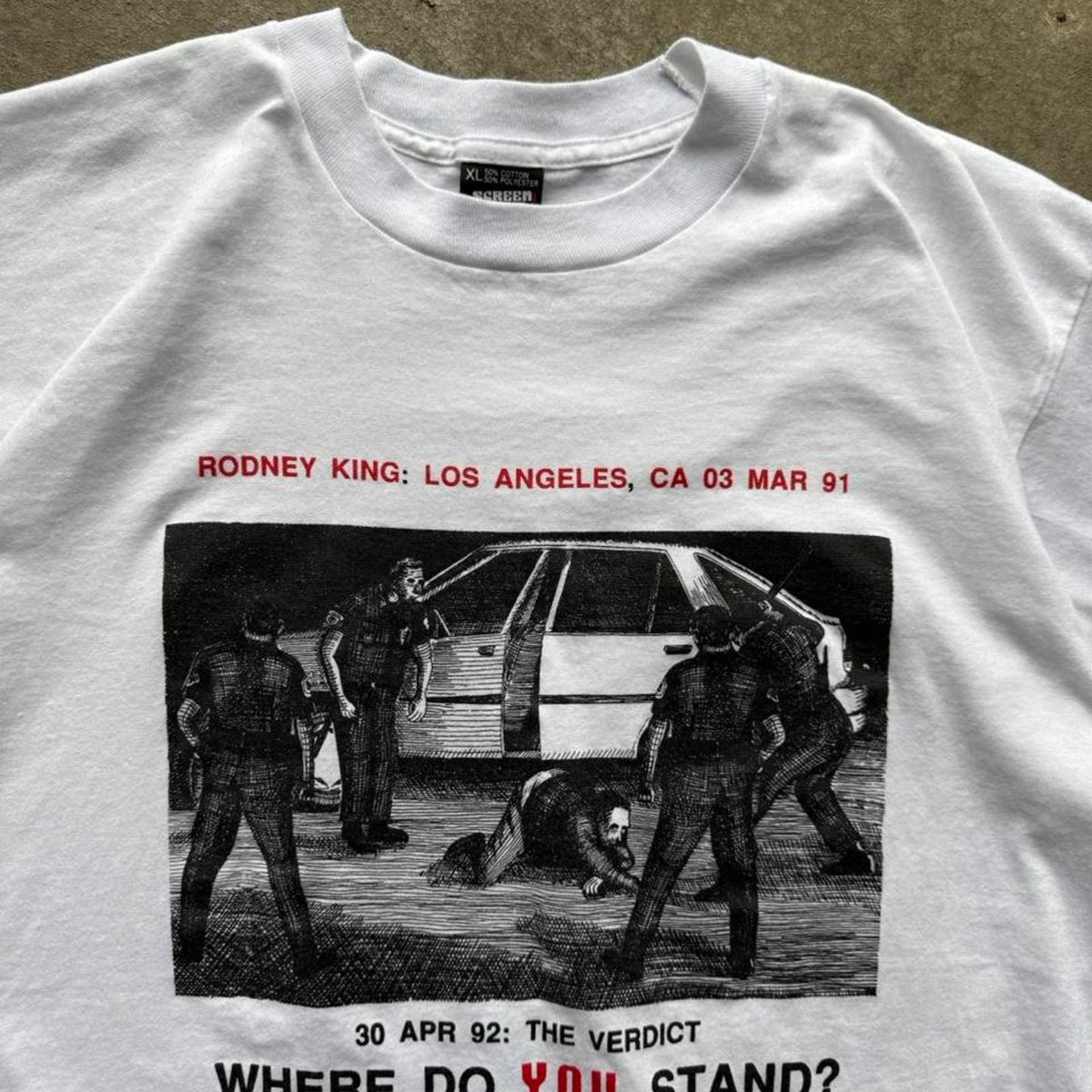 Vintage 90s Rodney King LA Riots Political Activist T-Shirt - X-Large
