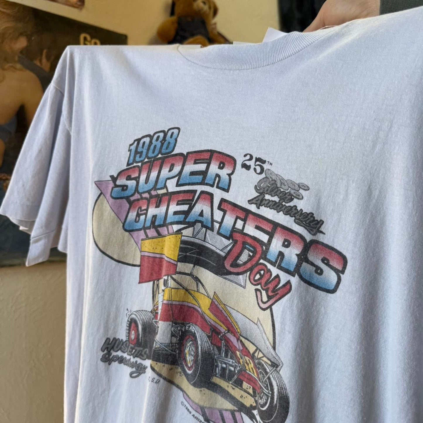 Vintage 1988 Super Cheaters Day Dirt Track Racing T-Shirt - X-Large