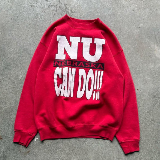 Vintage 90s Nebraska Huskers NU Can Do Crewneck - Large