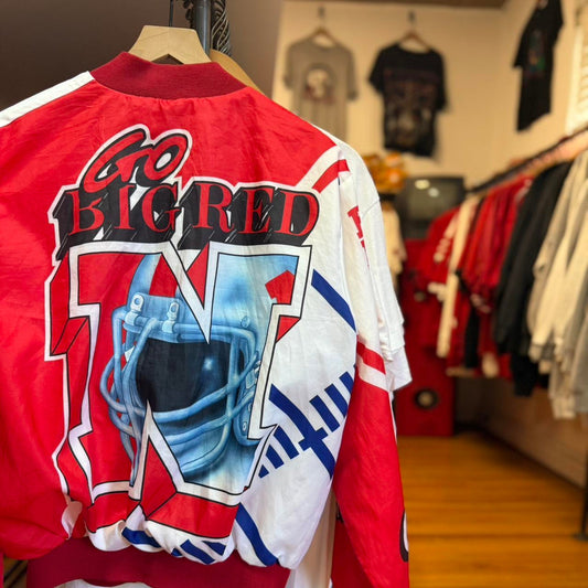 Vintage 90s Nebraska Huskers Chalkline AOP Satin Jacket - Large