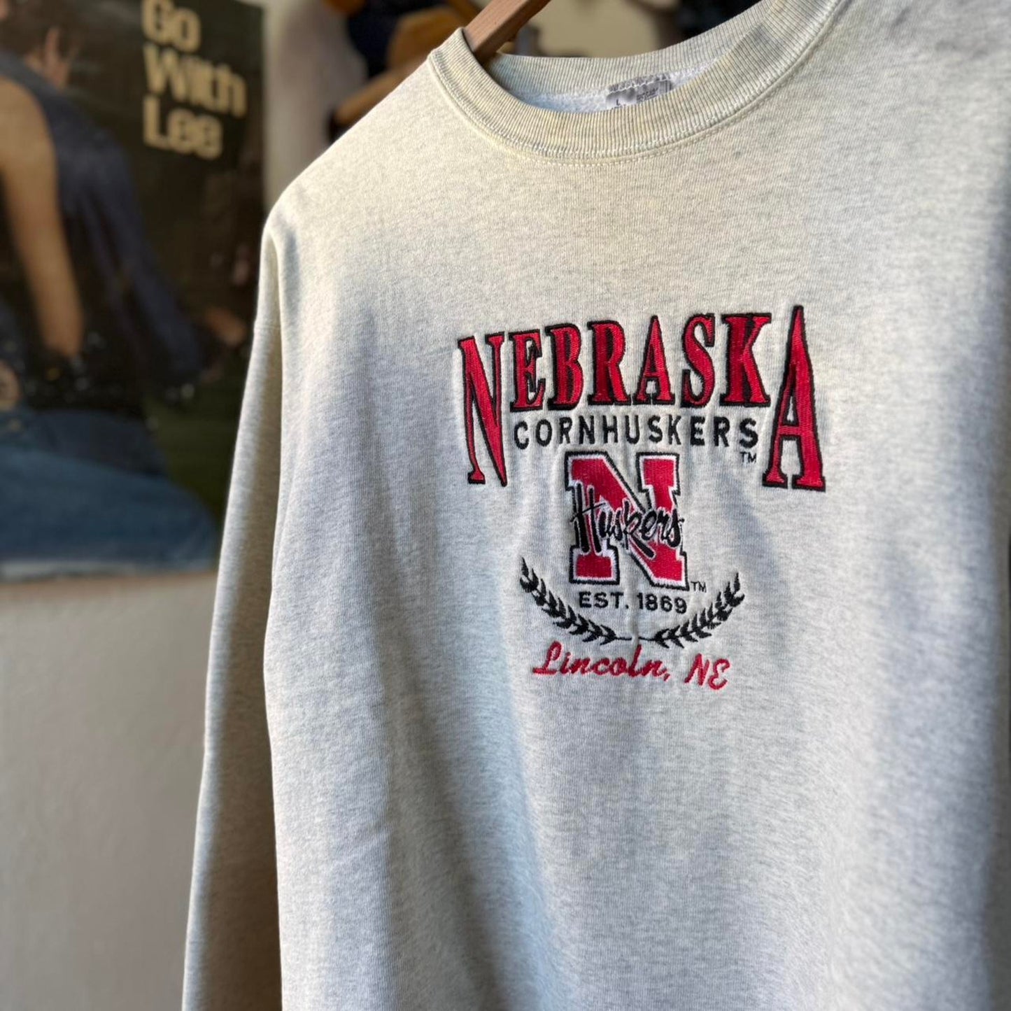 Vintage 90s Nebraska Huskers Embroidered Crewneck - Large