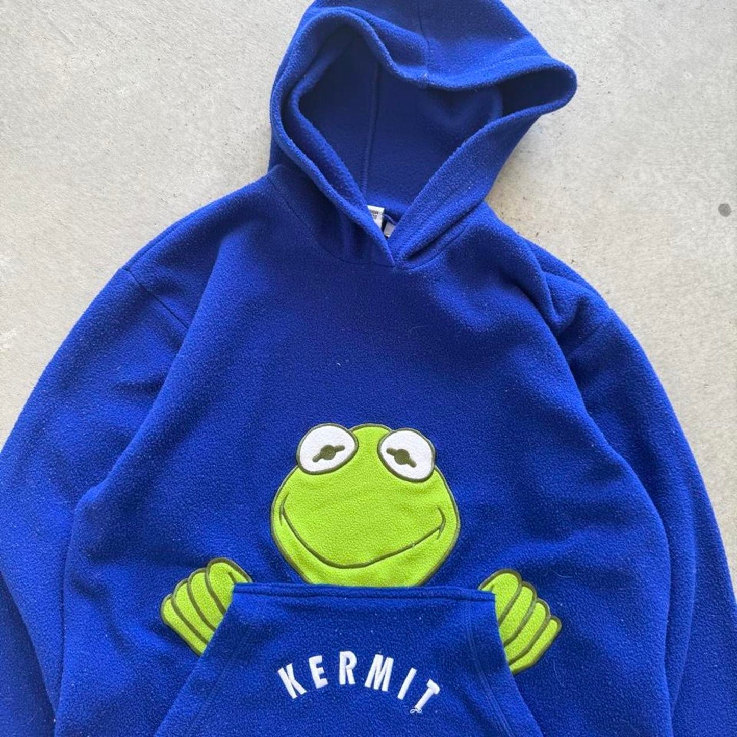 Vintage 90s Kermit the Frog Hoodie Fleece - Medium