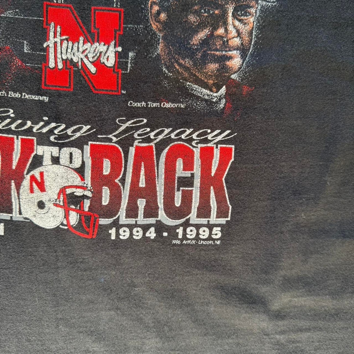 Vintage 90s Nebraska Huskers Back to Back National Champions Trophy T-Shirt - X-Large