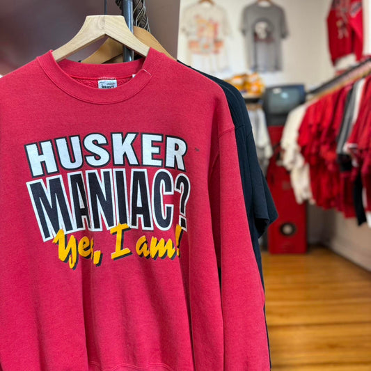 Vintage 90s Nebraska Husker Maniac Football Crewneck