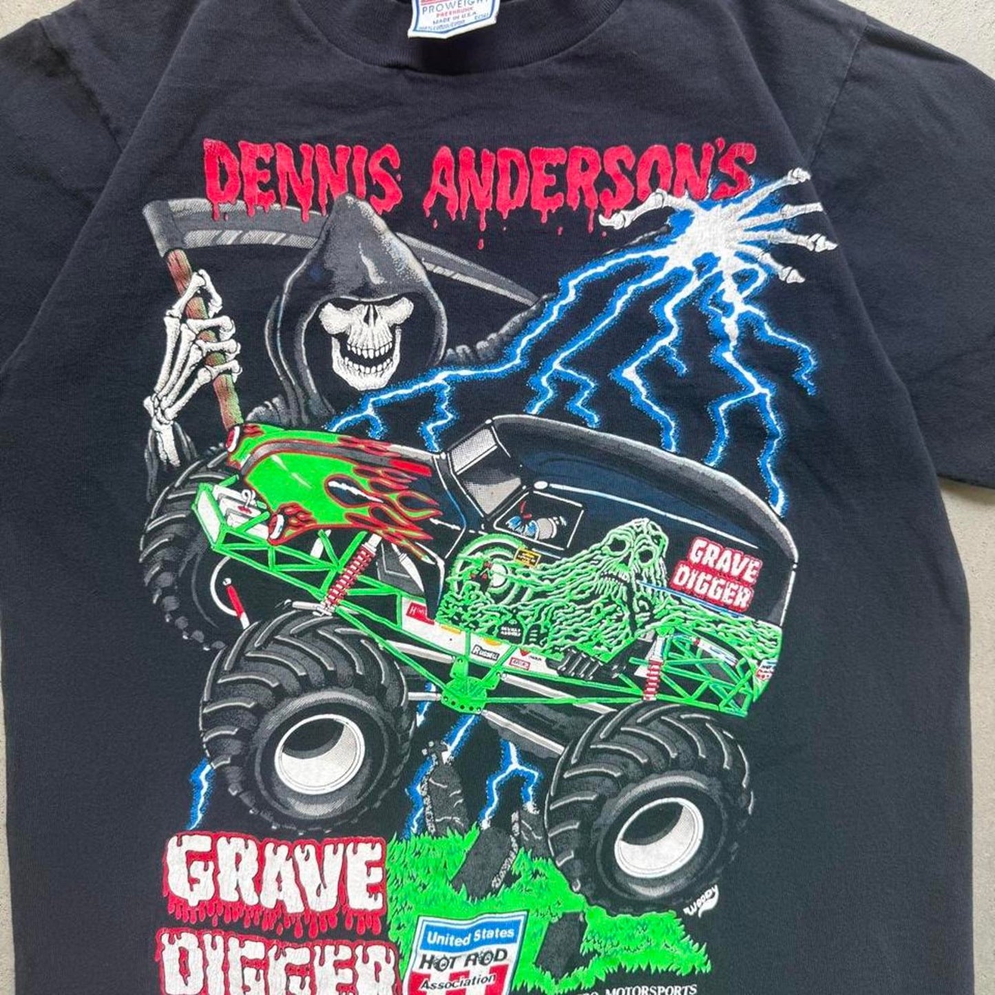 Vintage 90s Gravedigger Dennis Anderson Monster Truck Jam T-Shirt - Small