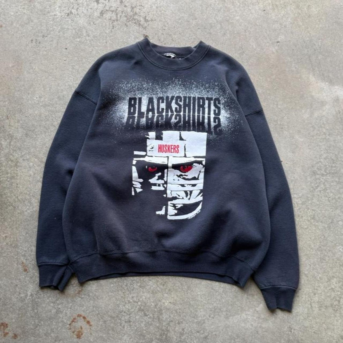 Vintage 90s Nebraska Huskers Blackshirts Helmet Crewneck - Large