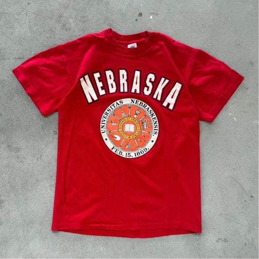 Vintage 90s University of Nebraska School Crest T-Shirt - Large