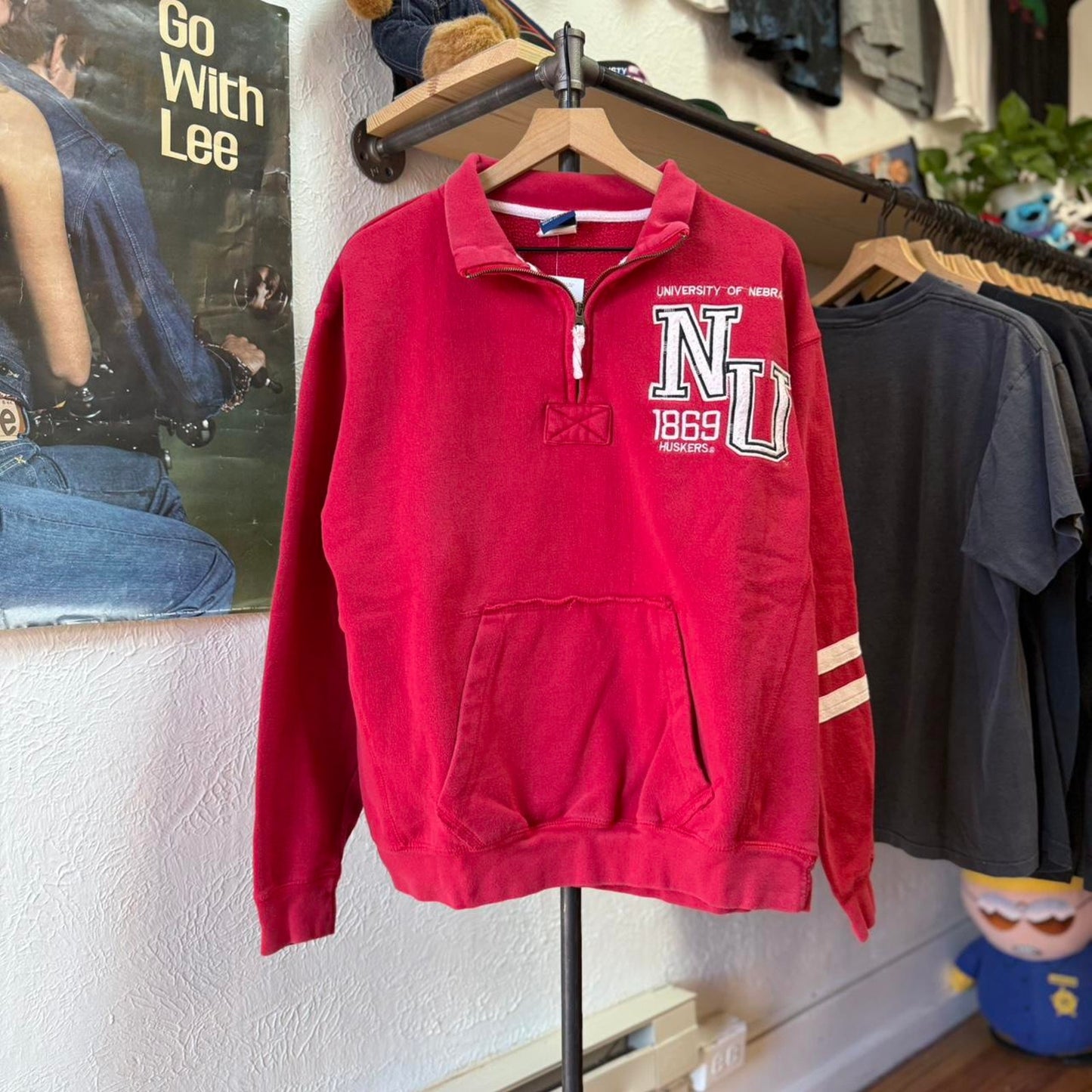 Vintage Y2K Nebraska NU Huskers Quarter Zip Crewneck - XX-Large (W)