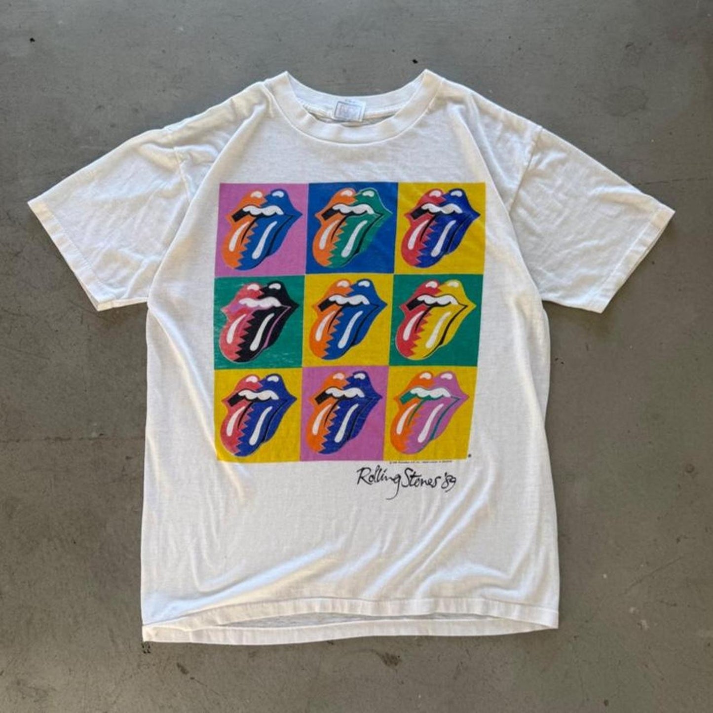 Vintage 1989 Rolling Stones Andy Warhol Art Band T-Shirt - X-Large