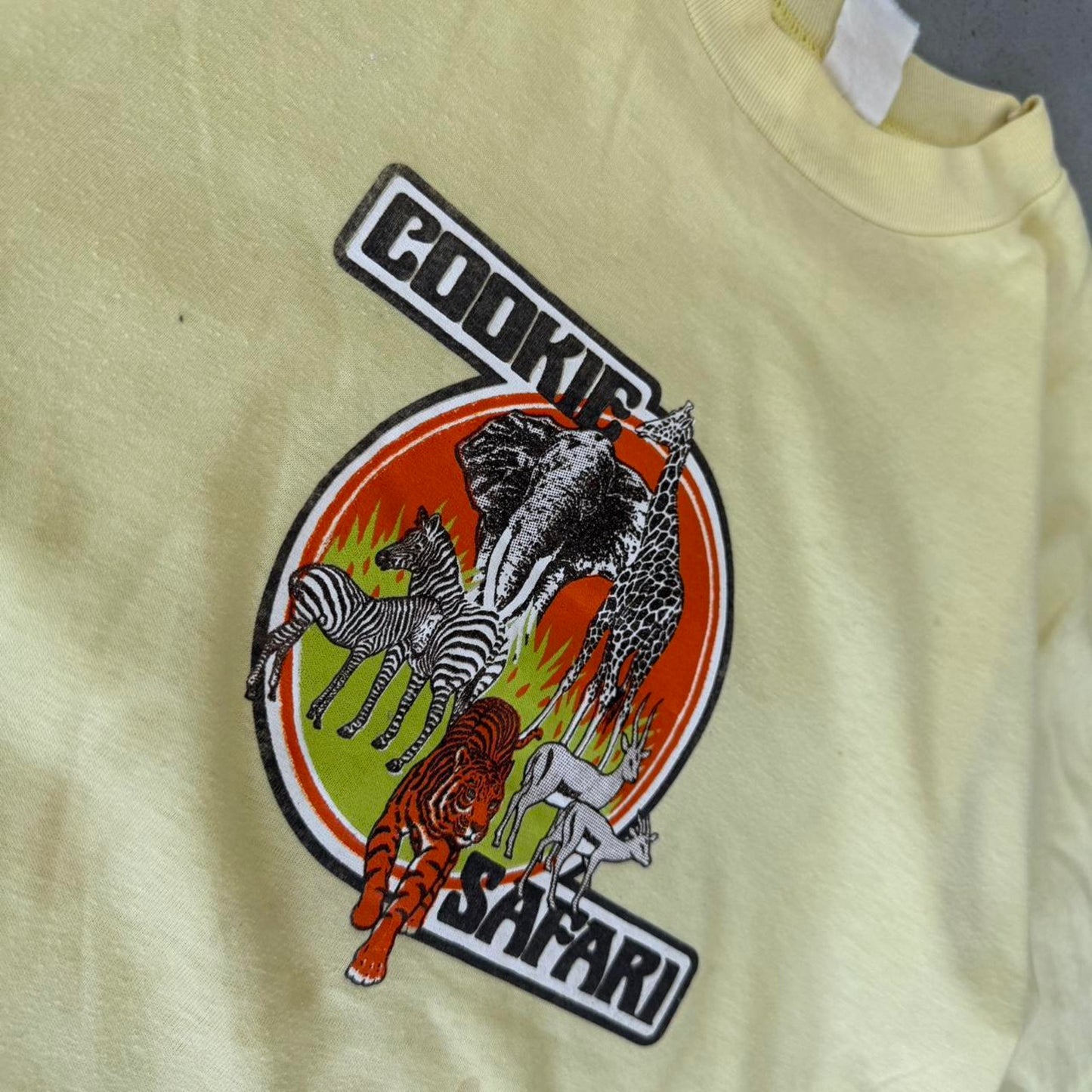 Vintage 80s Cookie Safari Animal Zebra Distressed T-Shirt - Large