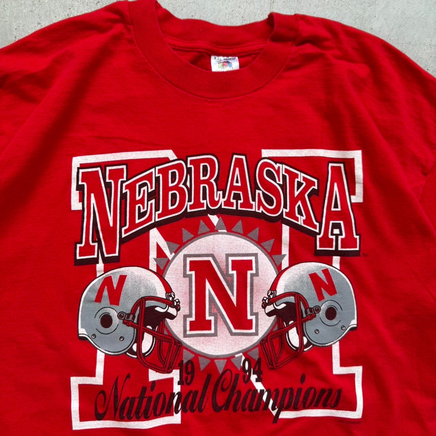Vintage 1994 Nebraska Huskers National Champions Helmet T-Shirt - XX-Large